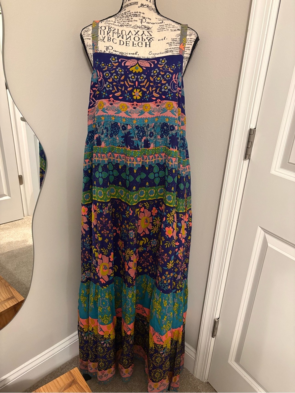 NATURAL LIFE Navy Floral Stripe Tiered Maxi Dress
